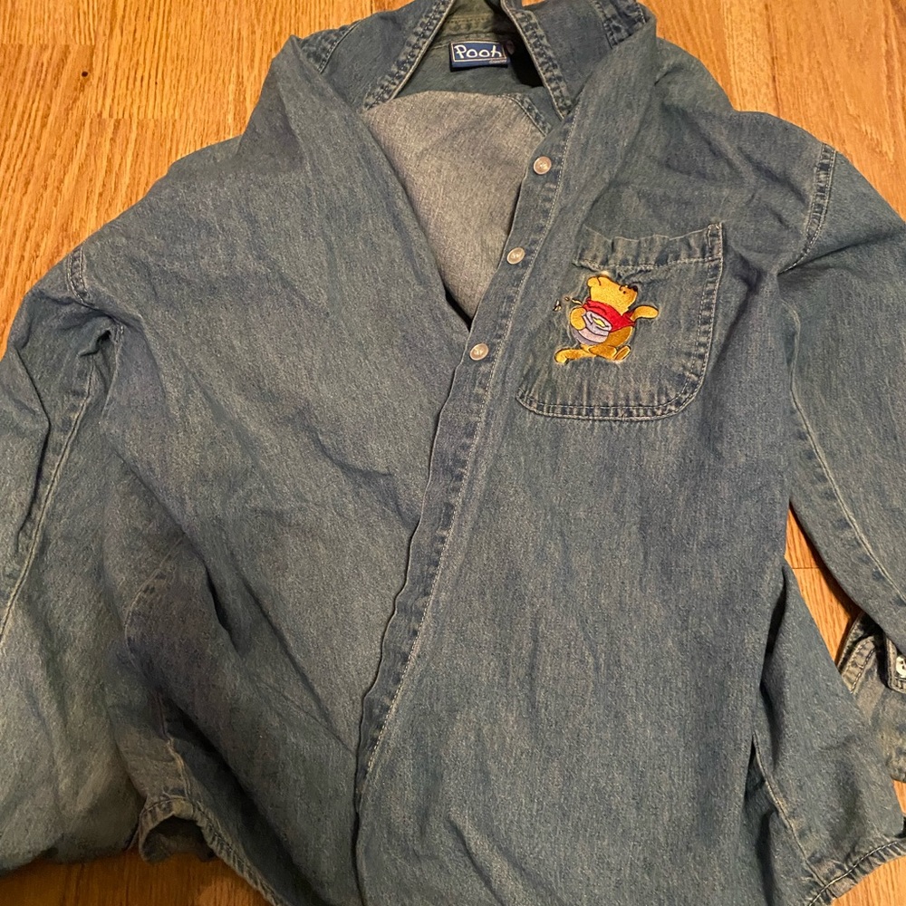 Disney Denim Jacket Vintage 1990s Winnie The Pooh - image 1